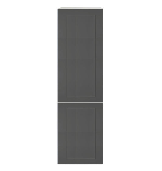 Shaker Matte Grey Kitchen Cabinet Upper Pantry 1 Door Unit 15 L x 55 H x 24 P in