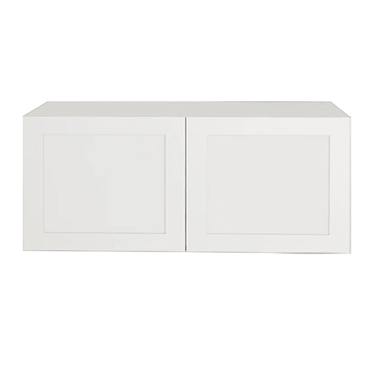 Shaker White Kitchen Cabinet Upper Refrigerator 2 Doors Unit 30 L x 14 H x 12 1/2 P in