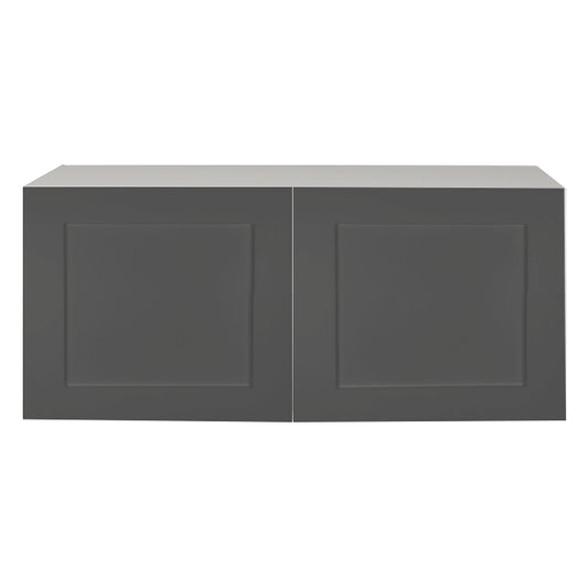 Shaker Matte Grey Kitchen Cabinet Upper Refrigerator 2 Doors Unit 30 L x 14 H x 12 1/2 P in