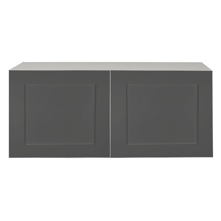 Shaker Matte Grey Kitchen Cabinet Upper Refrigerator 2 Doors Unit 33 L x 14 H x 12 1/2 P in