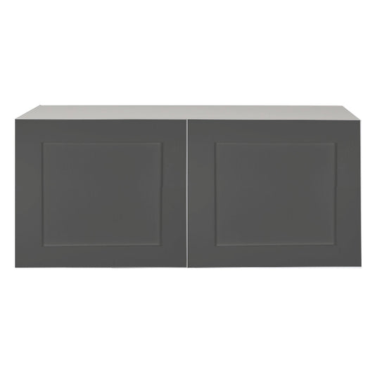 Shaker Matte Grey Kitchen Cabinet Upper Refrigerator 2 Doors Unit 33 L x 14 H x 12 1/2 P in