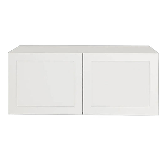 Shaker White Kitchen Cabinet Upper Refrigerator 2 Doors Unit 36 L x 14 H x 12 1/2 P in