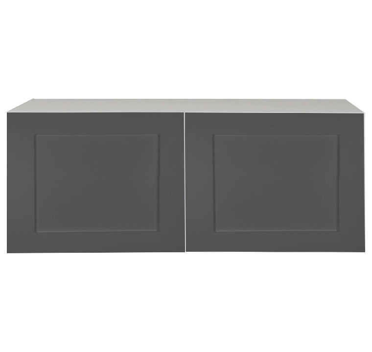 Shaker Matte Grey Kitchen Cabinet Upper Refrigerator 2 Doors Unit 36 L x 14 H x 12 1/2 P in