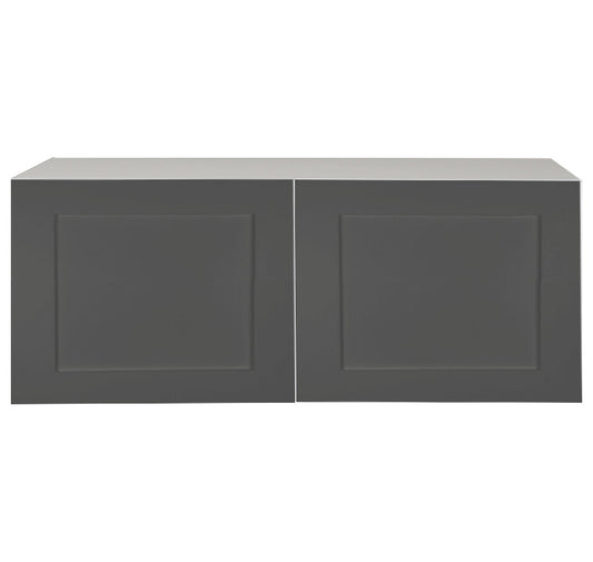 Shaker Matte Grey Kitchen Cabinet Upper Refrigerator 2 Doors Unit 36 L x 14 H x 12 1/2 P in