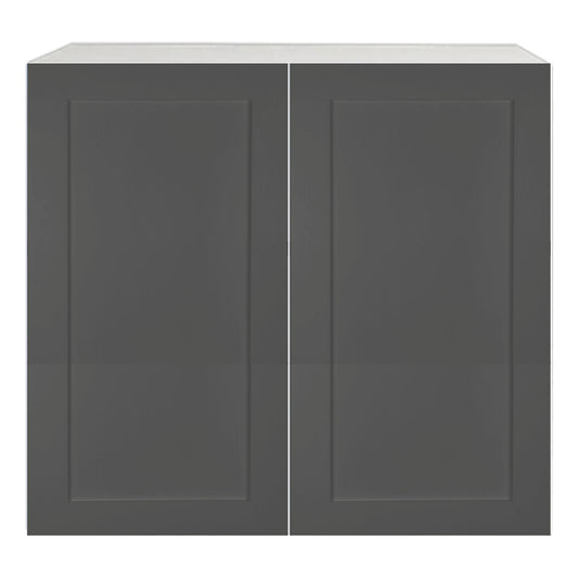 Shaker Matte Grey Kitchen Cabinet Upper 2 Doors Unit 36 L x 36 H x 12.5 P in