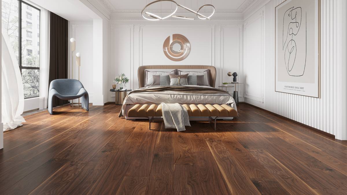 Engineered Hardwood Flooring American Black walnut 6 in Collection Natural