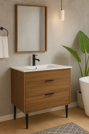  Vanité 24 po. Suspendu 2 tiroirs cannelle chaude avec comptoir