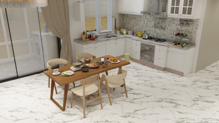 Revêtement de sol en vinyle de luxe 7 mm Capstone Click Champagne Marble, Carrara Cloud et Iron Concrete, boîte de 16,02 pi²