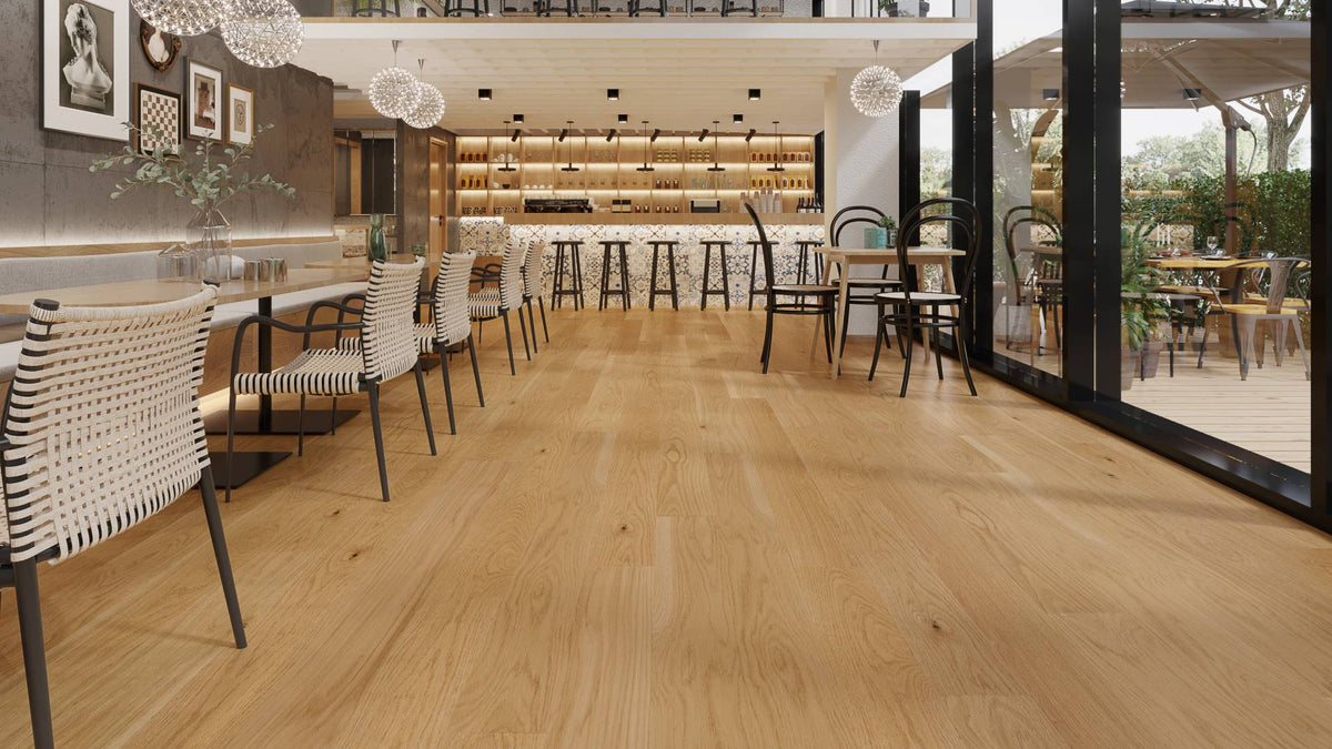 Engineered Hardwood Flooring American Oak 6 in Collection Honey Wheat.