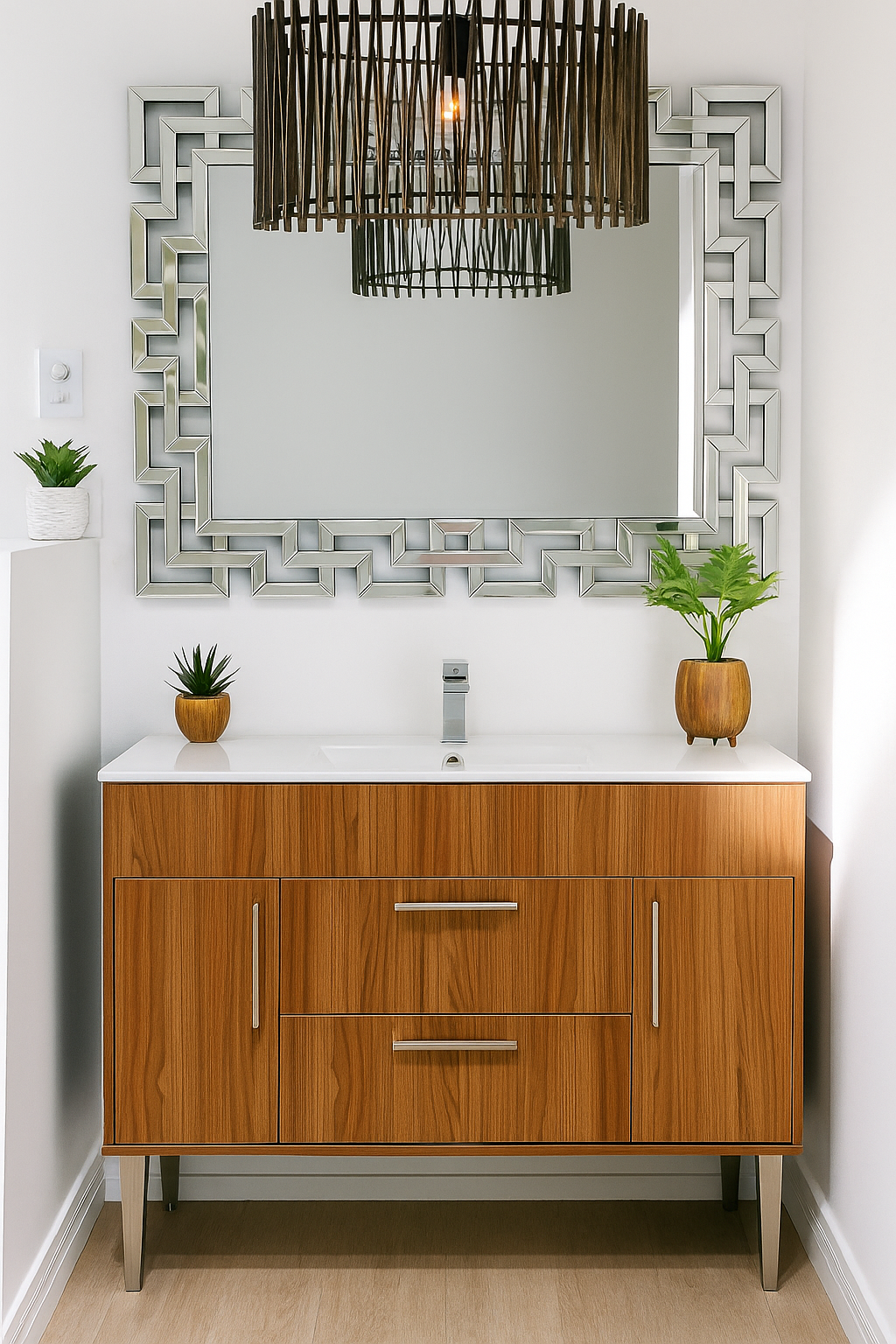 Vanité 48 po. Suspendu 2 tiroirs et 2 portes cannelle chaude avec comptoir