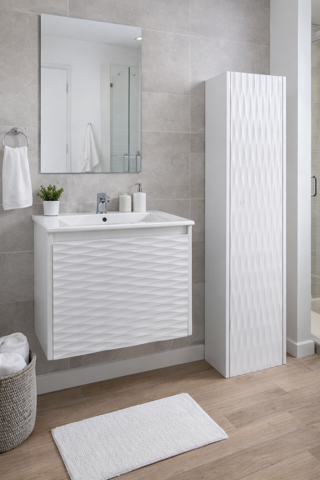 White striped hanging vanity and lingerie set