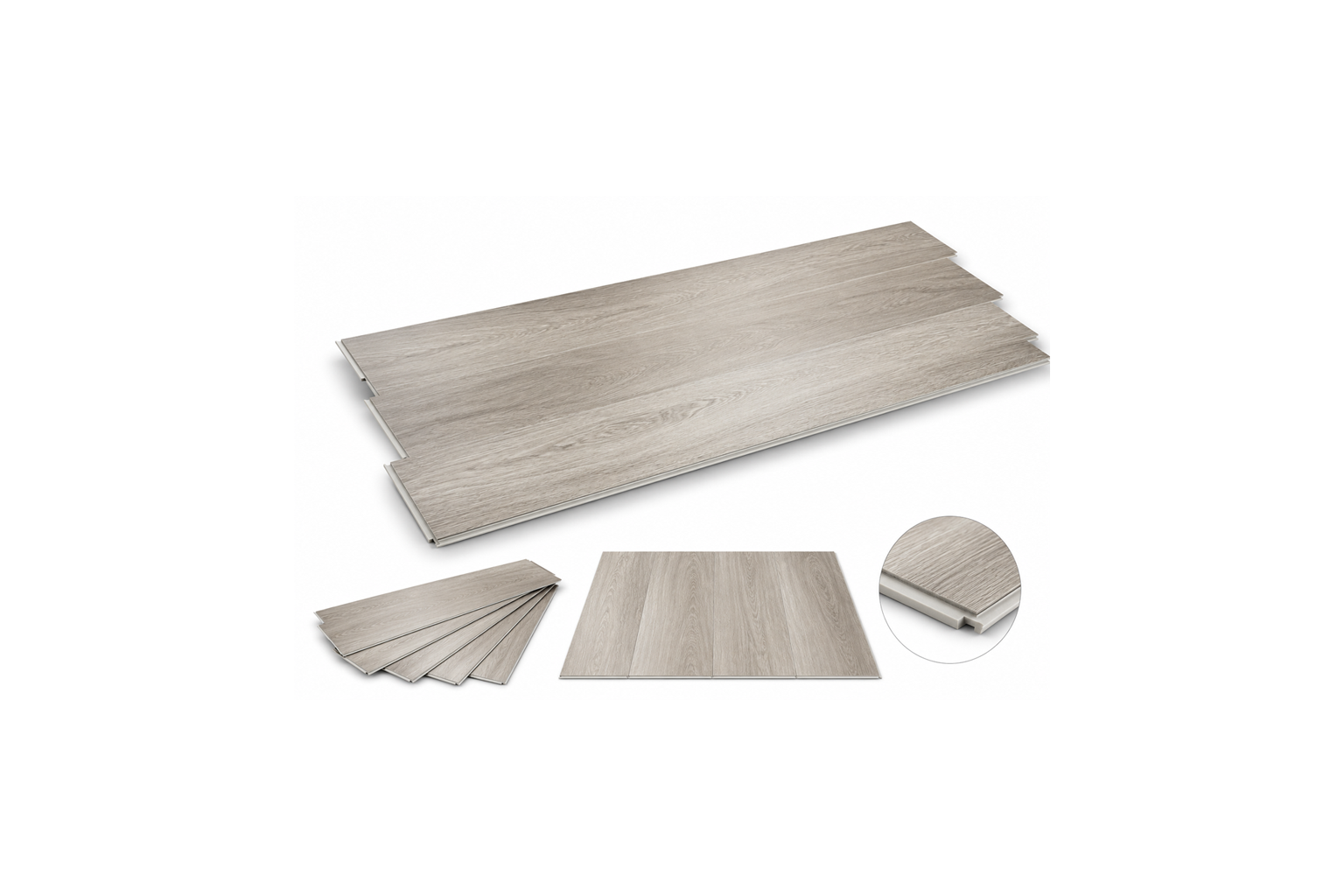 Vinyl Flooring click 6 mm, Collection, available in 1 size, 2 colors and 1 finish. 48x7 in Gray Matte
