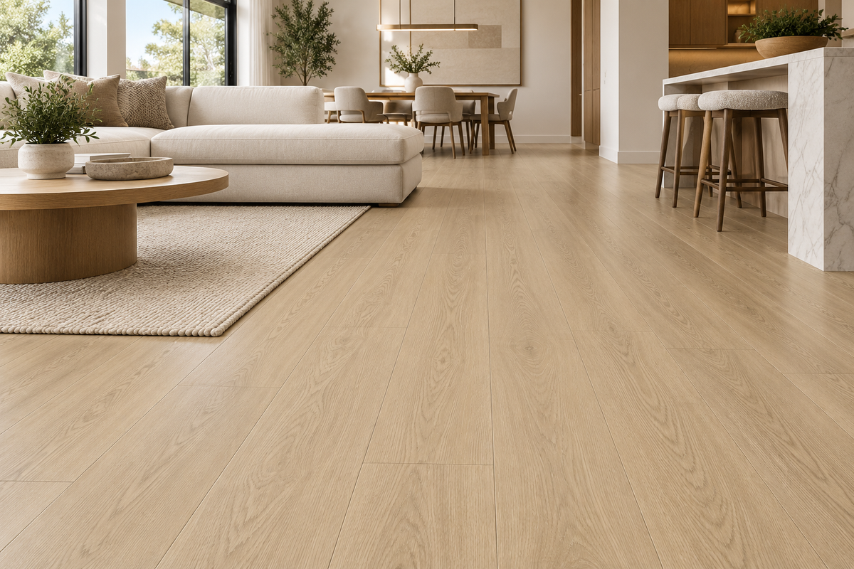 Revêtement de sol vinyle membrane 8mm  Euro Oak, boîte de 18.24 pi² Boite