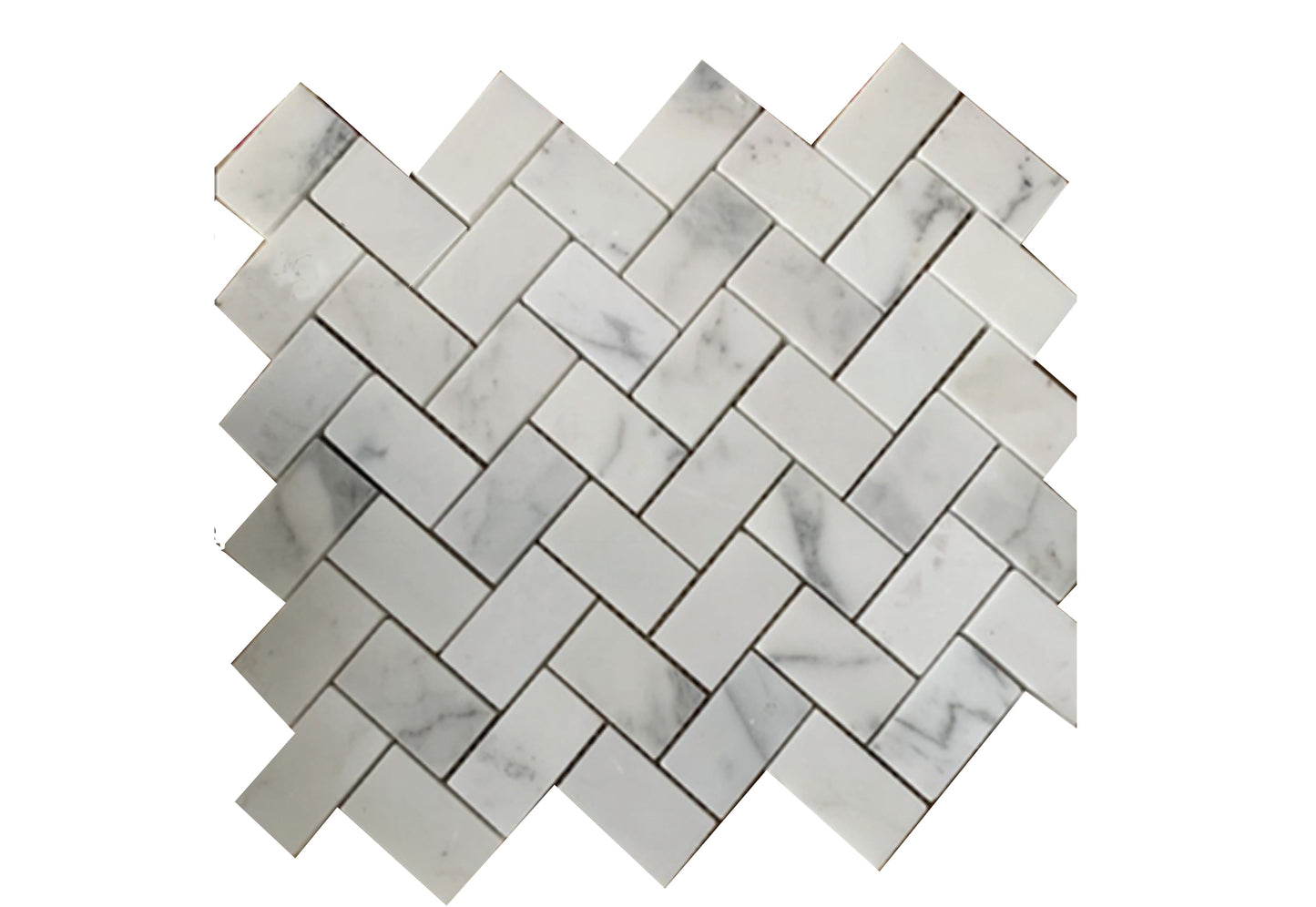 Mosaïque de marbre triangulaire blanc gris veiné mat 300x300mm