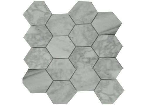 Mosaïque de marbre triangulaire blanc gris veiné mat 300x300mm