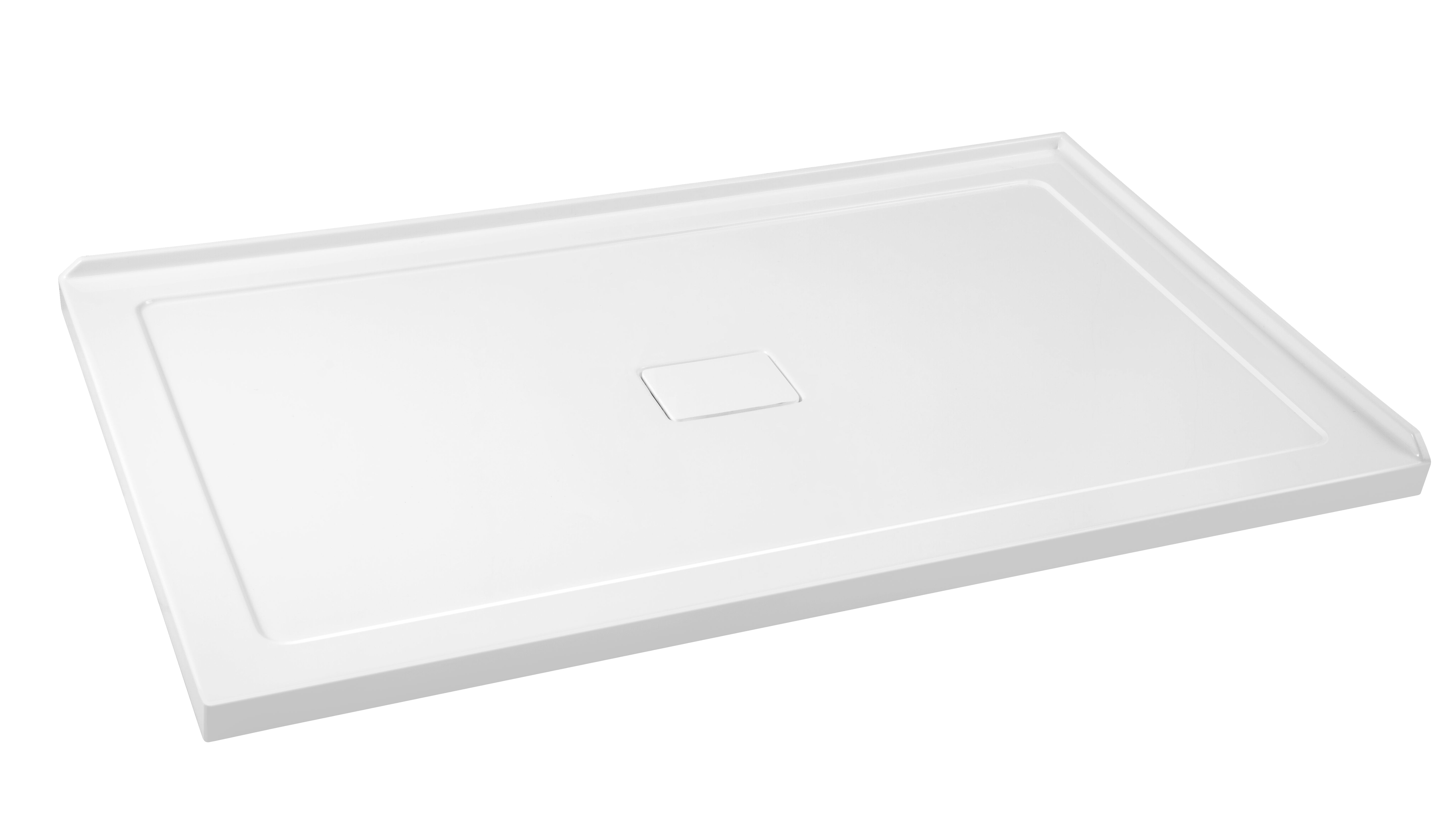 Base de douche rectangulaire à 2 murs, drain central, à droite du mur, 60 x 32 x 3 po