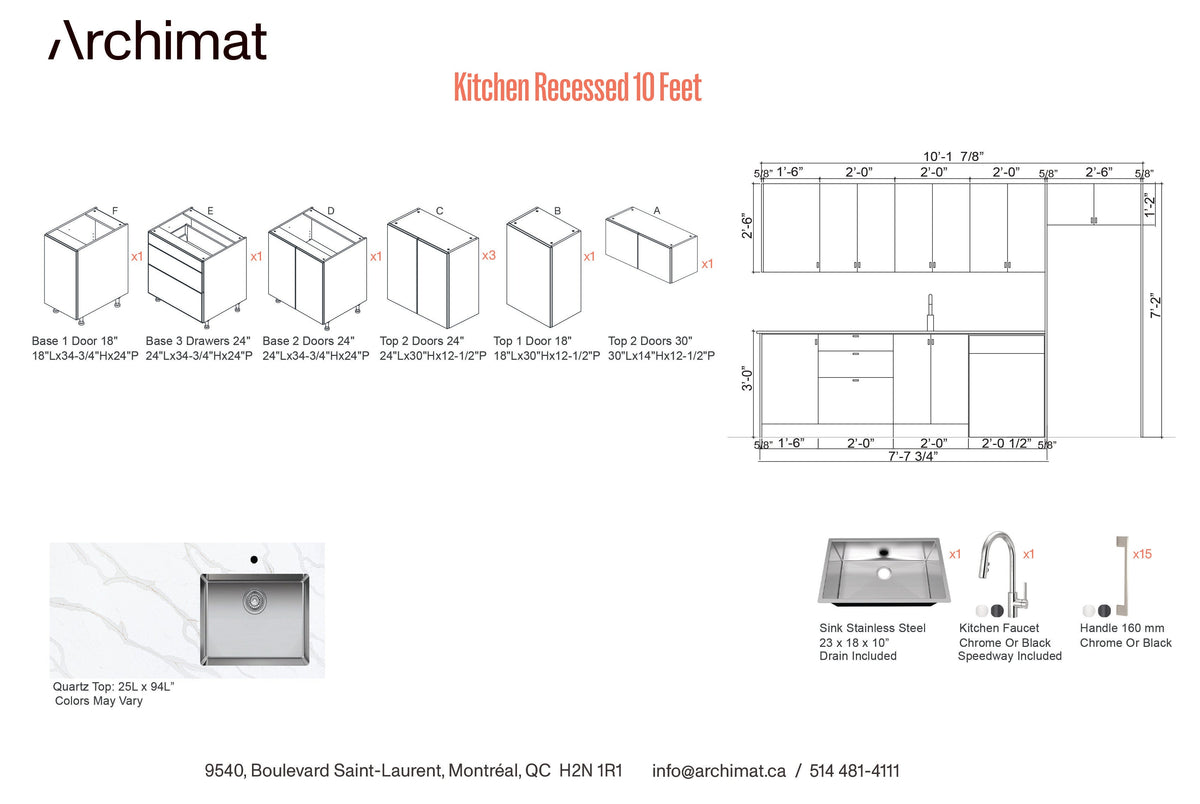 Kitchen Recessed 10 Feet - 5 Colors.