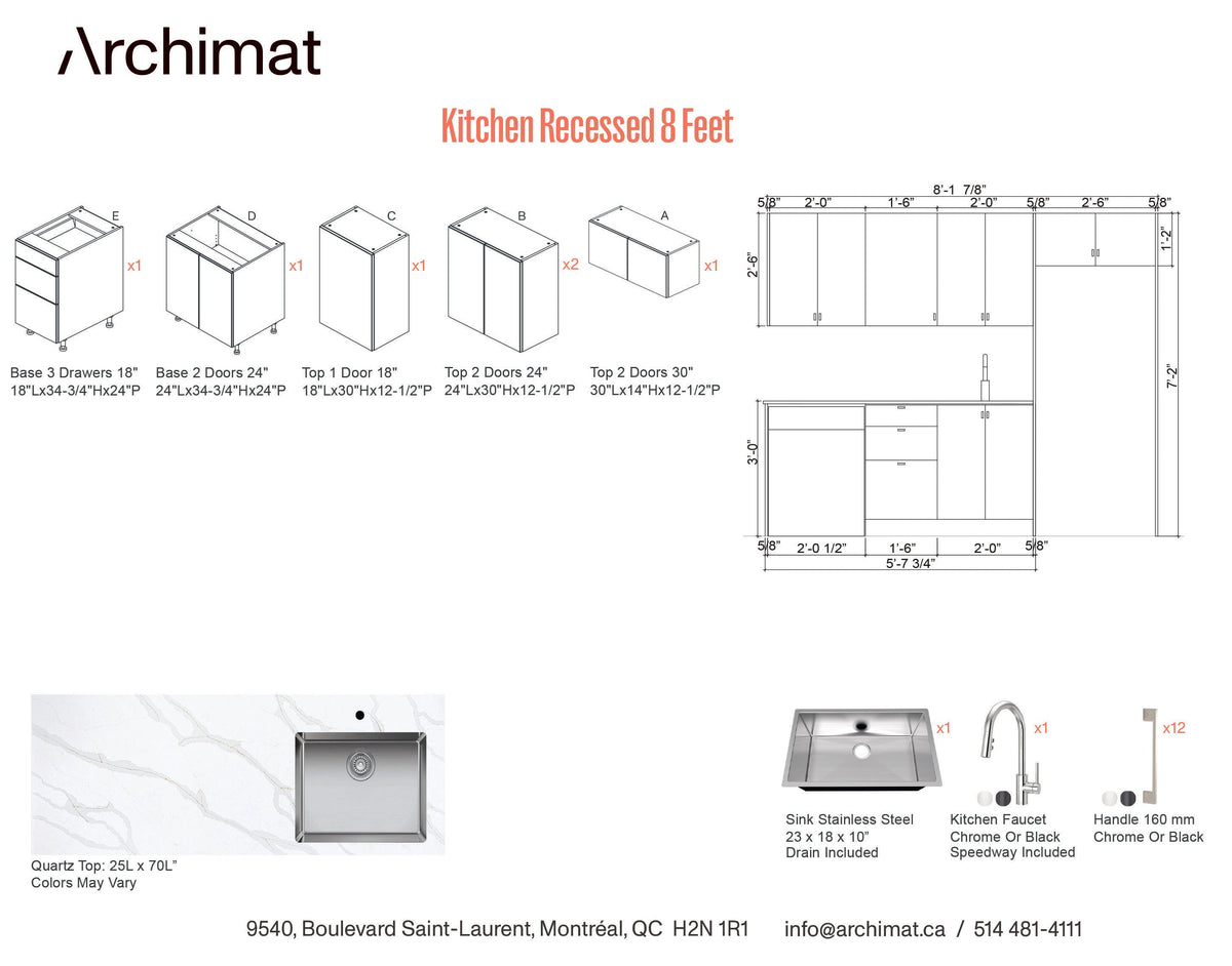 Kitchen Recessed 8 Feet - 5 Colors.