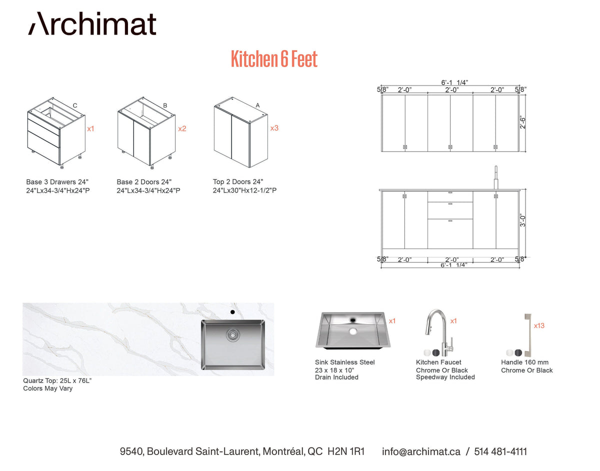 Kitchen 6 Feet - 5 Colors.