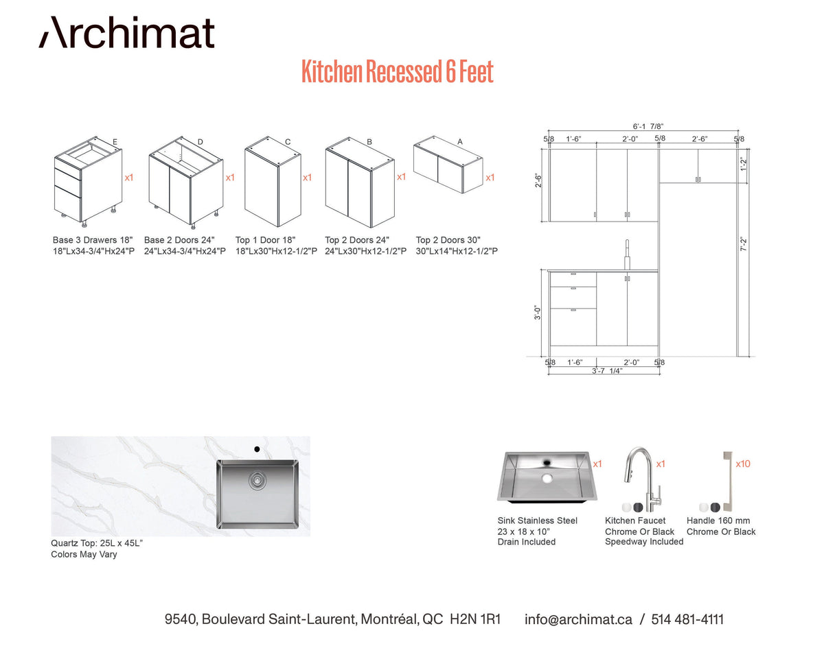 Kitchen Recessed 6 Feet - 5 Colors.