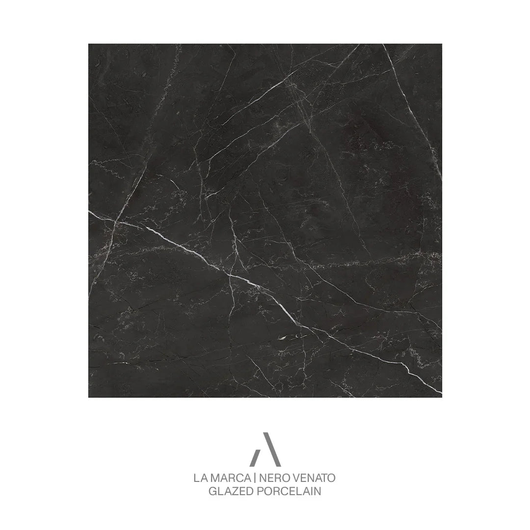 Porcelain Tile La Marca Nero Venato Polished 32x32 in 13.78 SF Box