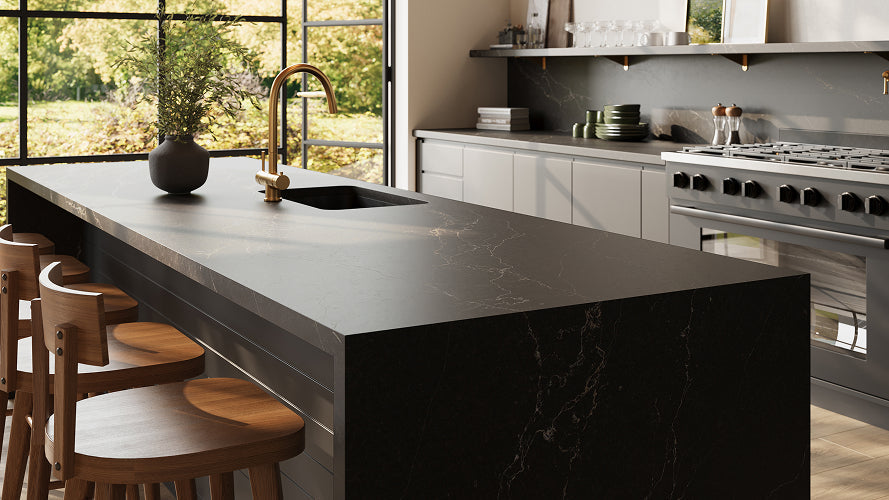 Countertop Quartz 2cm - 3cm LXHA Midnight Ember Brushed.