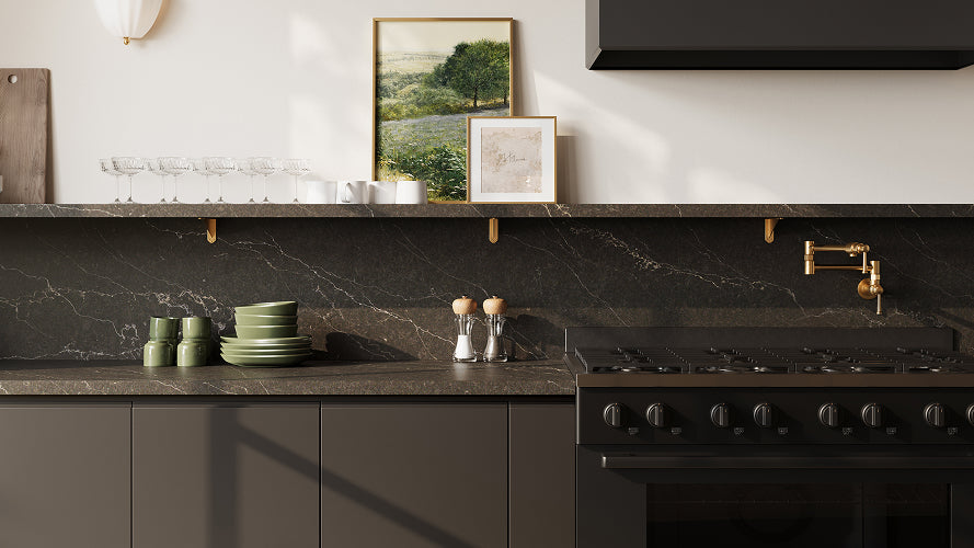 Countertop Quartz 2cm - 3cm LXHA Midnight Ember Brushed.