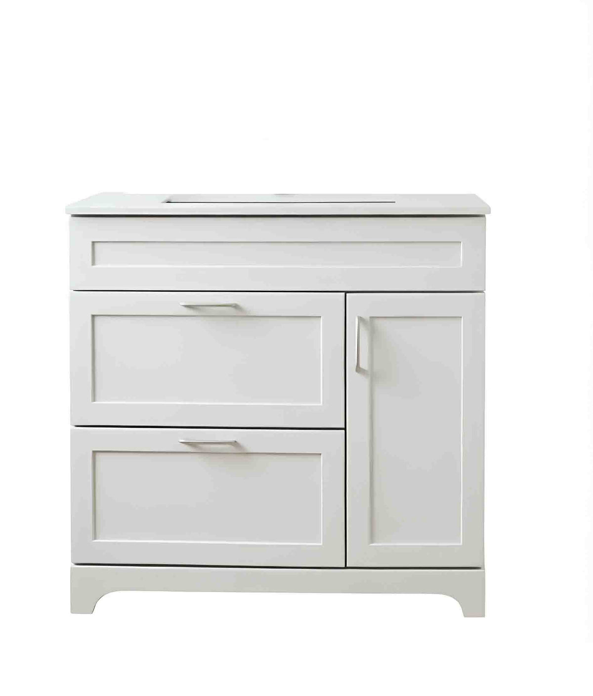 Vanity 36 in 2 Drawers 1 Door With Countertop 3 Colors White