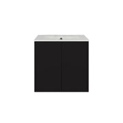 Black Matte Vanity 24 in. Suspended 2 Doors with Countertop