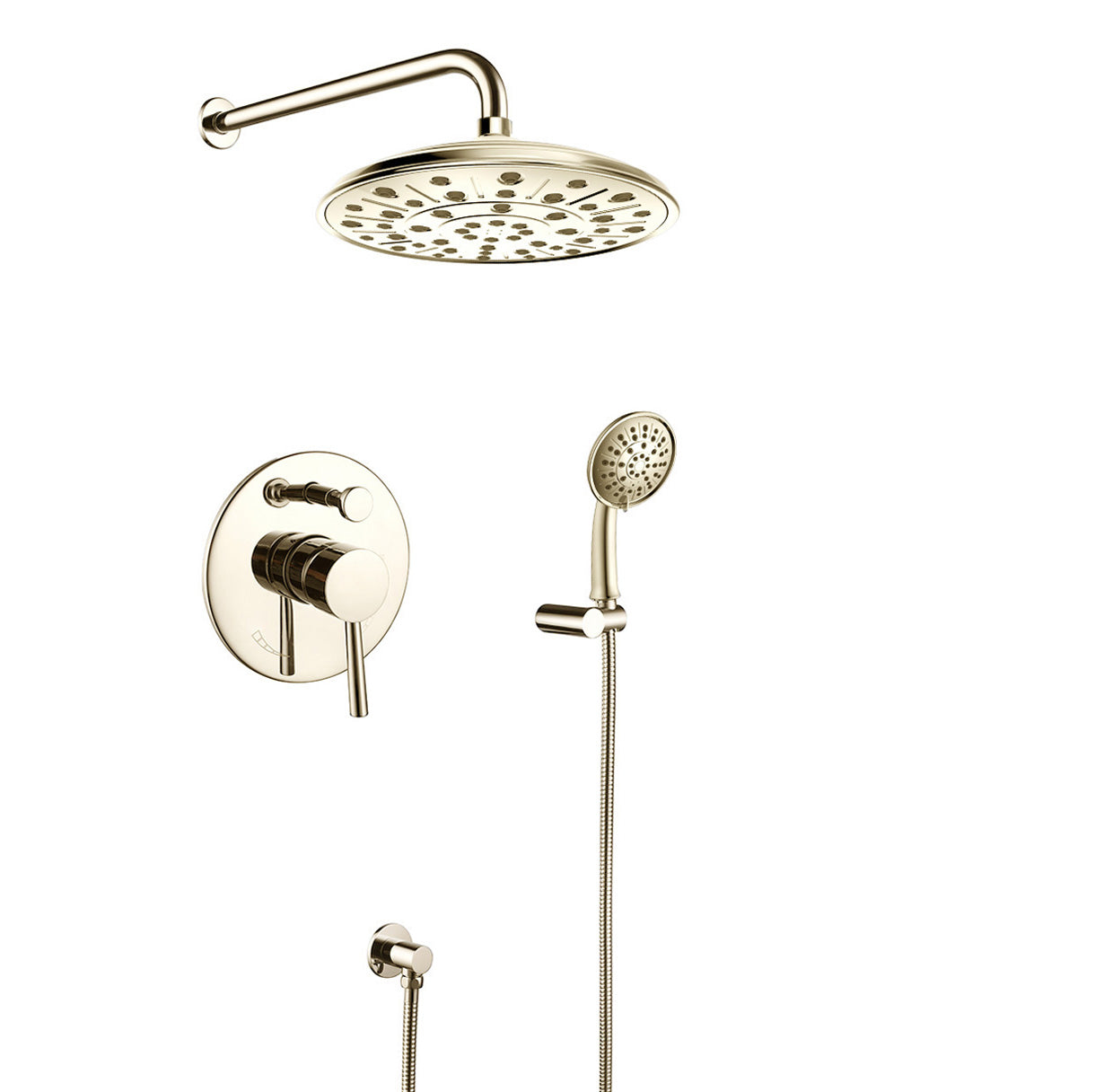 Single Handle Faucet Showerhead with Hand Shower Brushed Gold