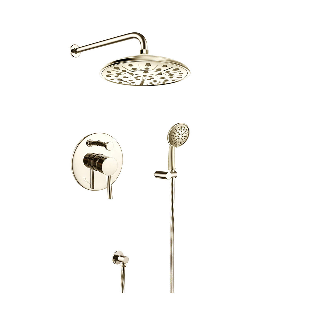 Single Handle Faucet Showerhead with Hand Shower Brushed Gold