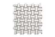 Carreaux de céramique à motif vannerie, blanc mat/gris brillant, 30,5 x 30,5 cm, boîte de 20,16 pièces