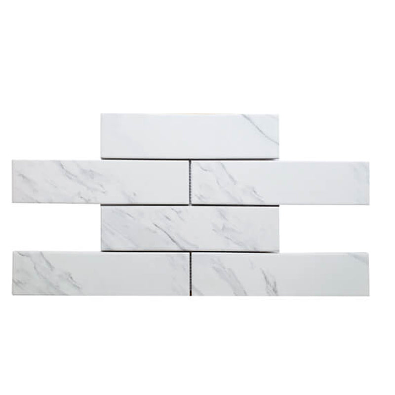 Brick Mosaic Pattern White Grey veins Matte  252x364mm