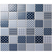 306x306mm Patterned Squres Tones of Blue Glossy