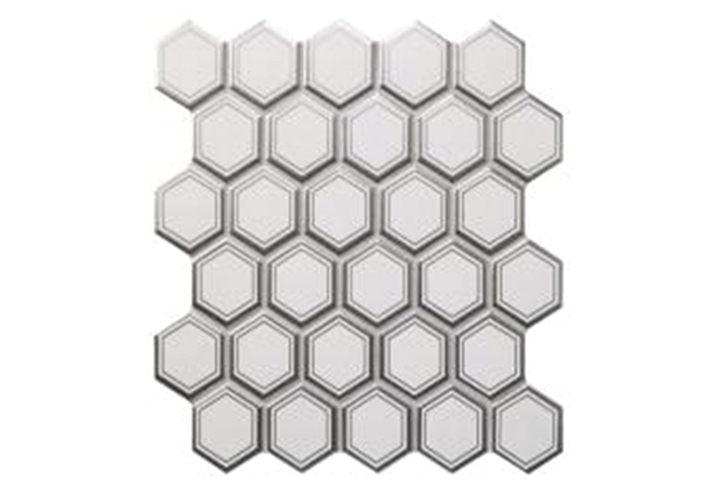 271x281mm Hexagone White Mat 2 Silver Outline