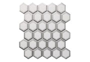 271x281mm Hexagone White Mat 2 Silver Outline
