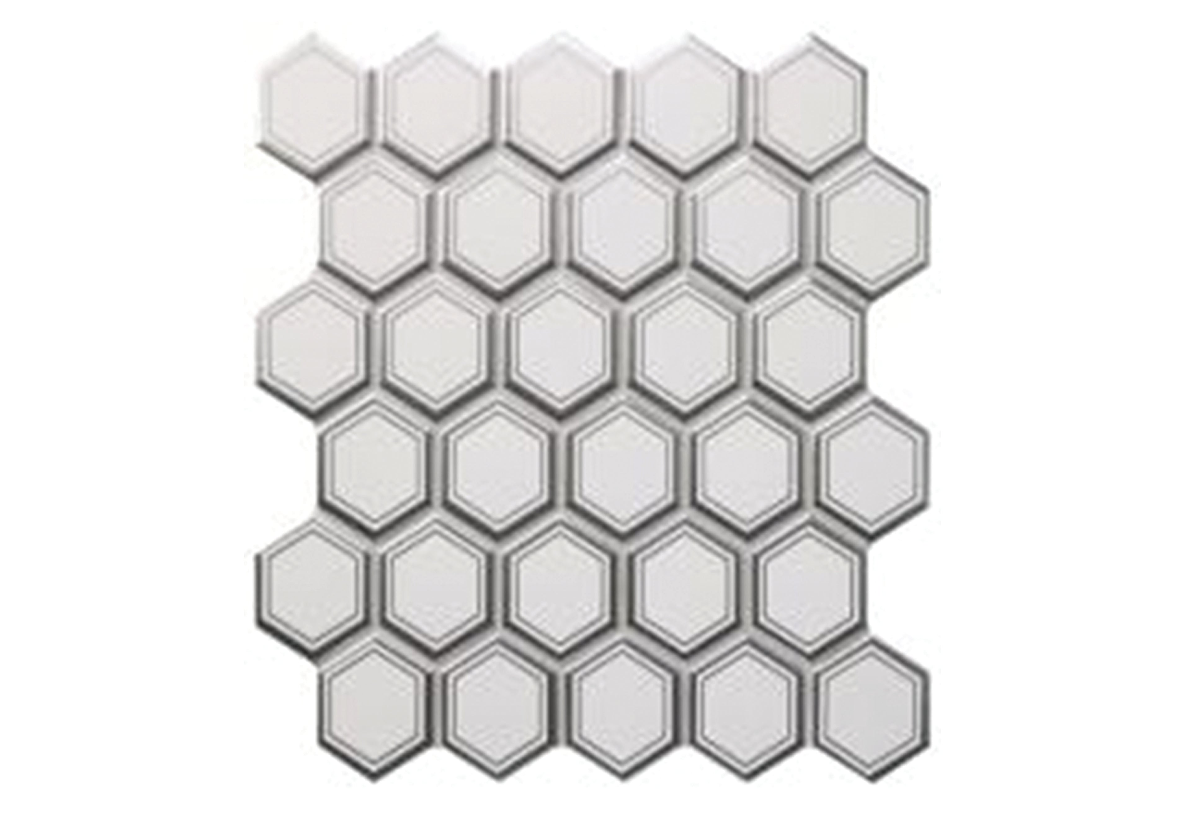 271x281mm Hexagone White Mat 2 Silver Outline