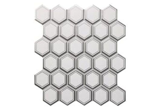 271x281mm Hexagone White Mat 2 Silver Outline