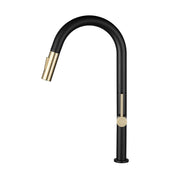 Pull Down Kitchen Faucet Brushed Gold/Black