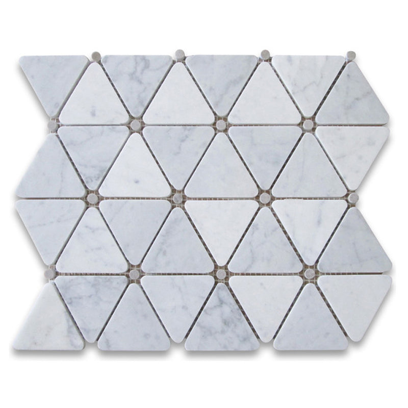 Triangle Marble Mosaic White Grey Veins Mat 300x300mm