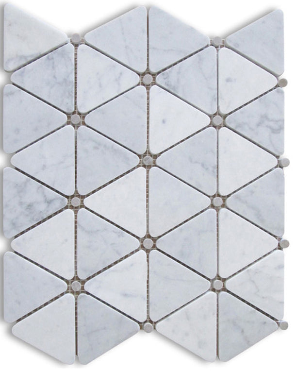 Triangle Marble Mosaic White Grey Veins Matte 300x300x10mm