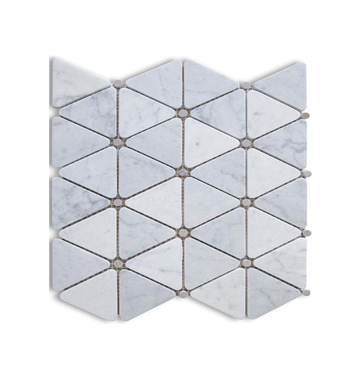 Triangle Marble Mosaic White Grey Veins Matte 300x300x10mm 12x12 in