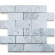 Brick Marble Mosaic White Grey Veins Matte 300x300x10mm