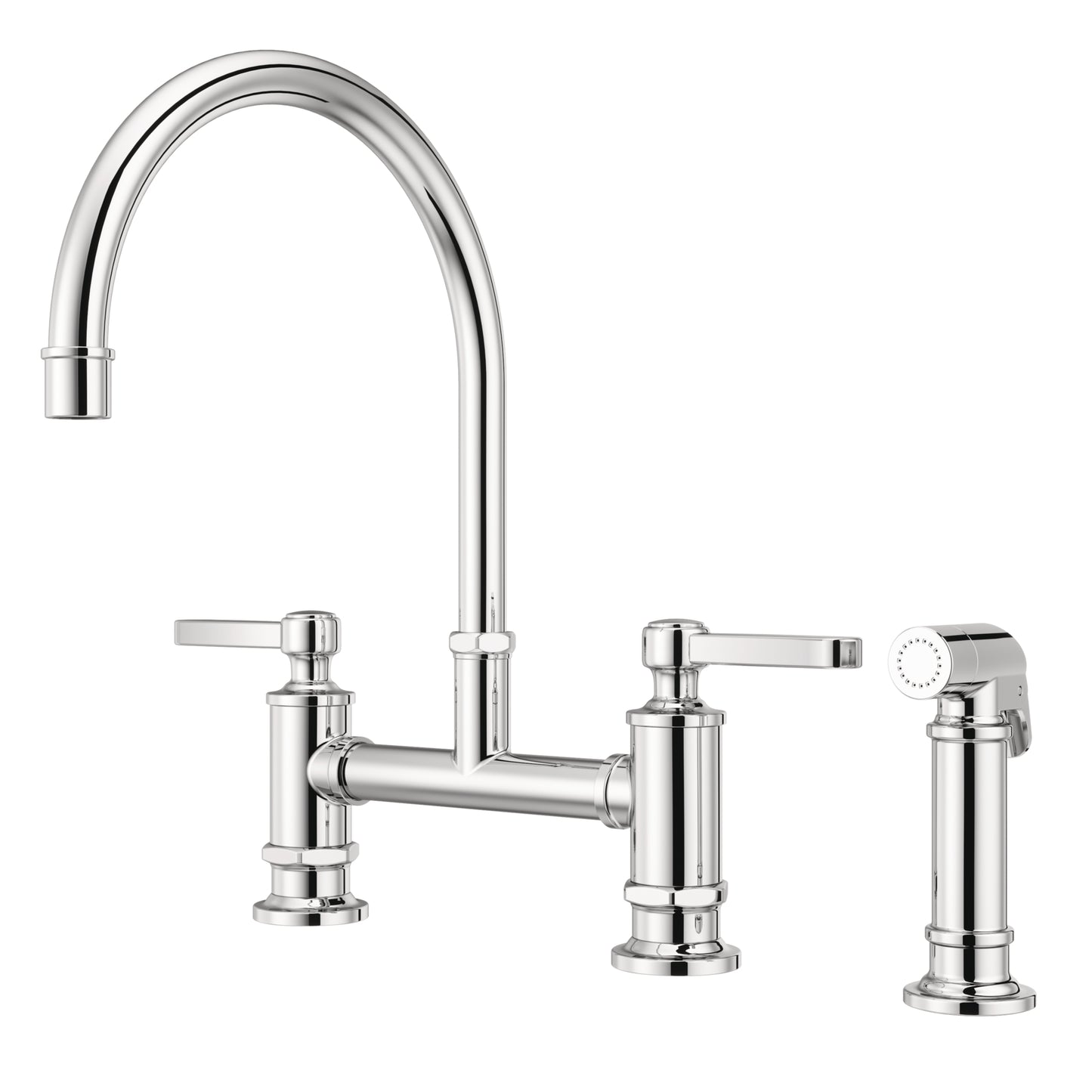 2-Handle Kitchen Faucet, 360° Rotating swivel spout