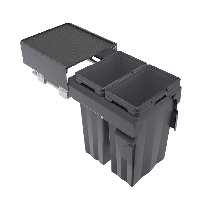 Poubelle coulissante MaxBin 18 po. 66L 2 bacs anthracite