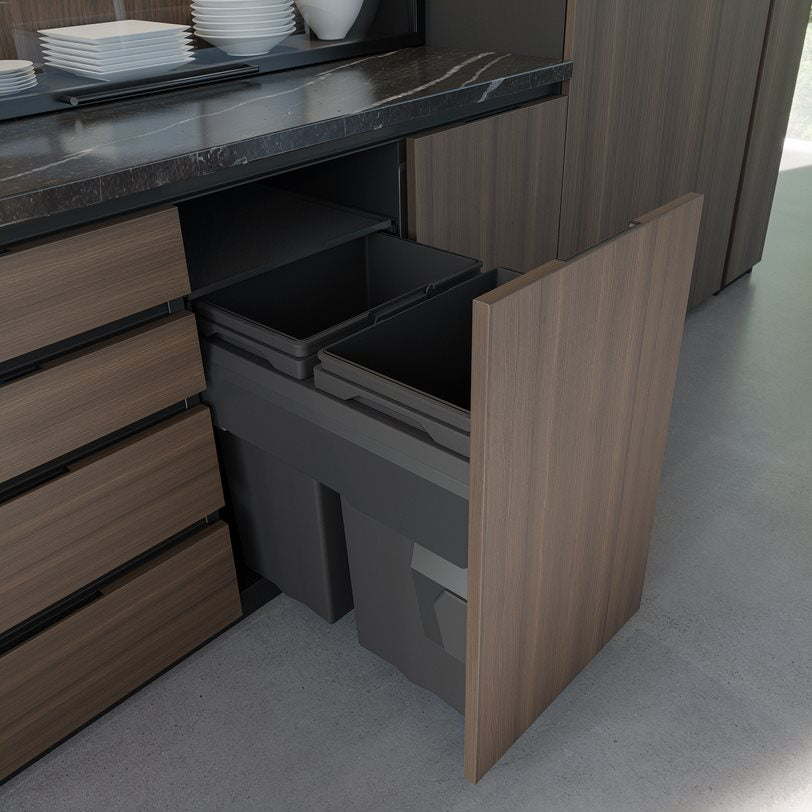 Poubelle coulissante MaxBin 18 po. 66L 2 bacs anthracite