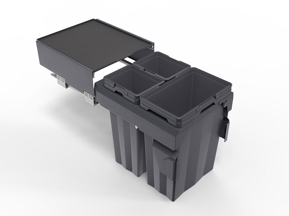 Pull-out waste bin MaxBin 18 in. 63L 3 bins anthracite.