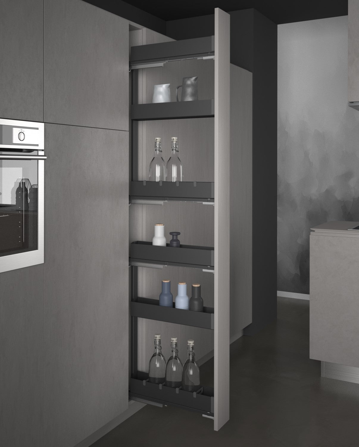 Coulissant étroit Sige 8'' 3 tablettes, anthracite