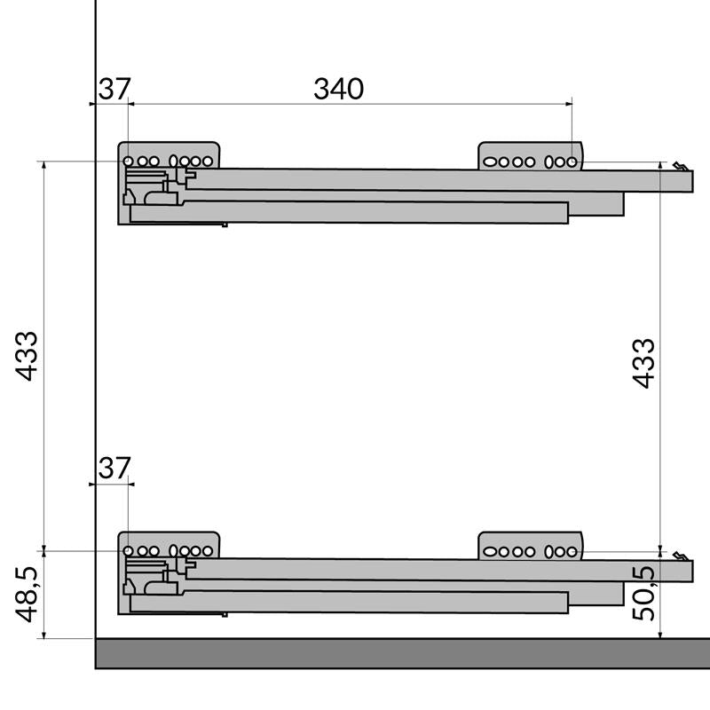 Galaxy narrow pull-out 8" 3 shelves, anthracite.