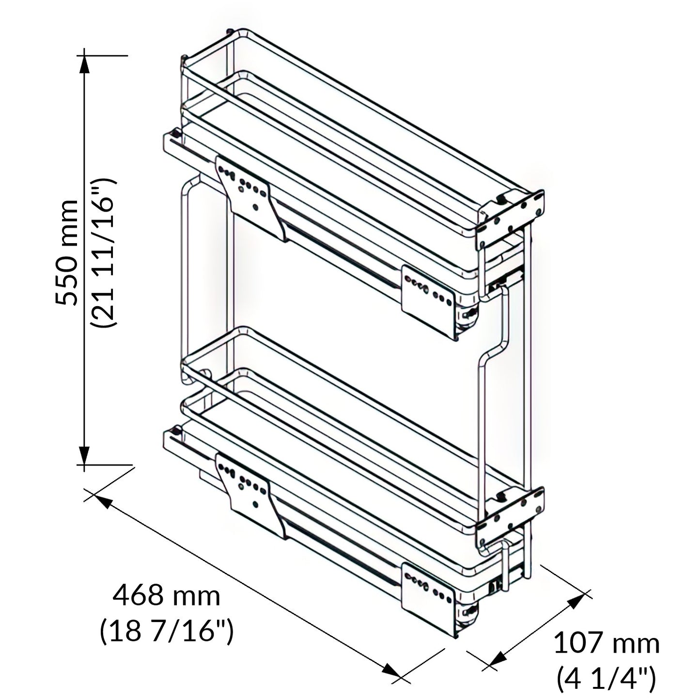 Narrow pull-out 6'' Galaxy white/chrome